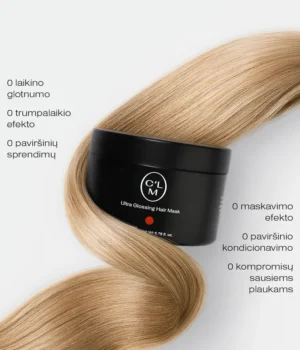 Ultra Glossing Maitinamoji žvilgesio suteikianti plaukų kaukė su makadamijų aliejumi 200ml CELEMI