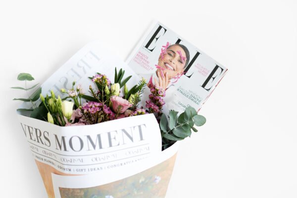 Odonum gėlių box'as Classic + ELLE Lithuania žurnalas
