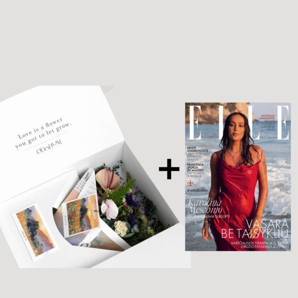 Odonum gėlių box'as Premium + ELLE Lithuania žurnalas