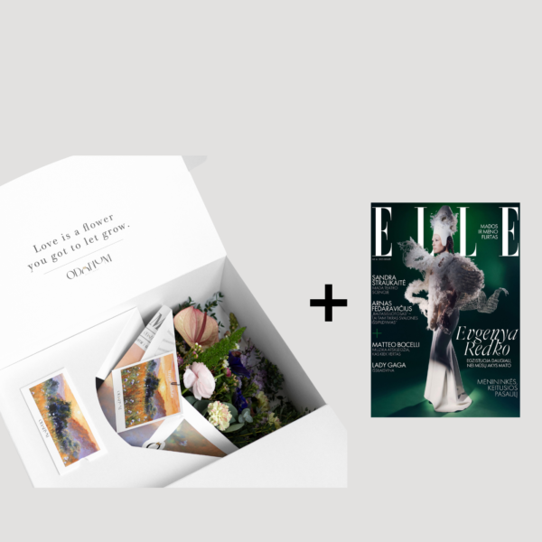 Odonum gėlių box'as Classic + ELLE Lithuania žurnalas