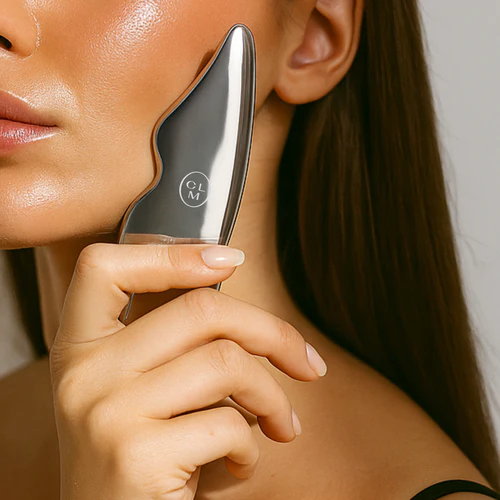 CLM Infinite Hydration veido, paakių ir kaklo kremo, gua sha ir maišelio rinkinys CELEMI