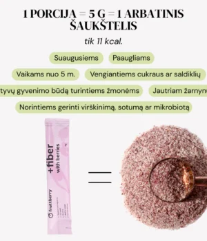 Maisto papildas fruttberry +fiber skaidulų mišinys su uogomis – 30 vnt porcijų