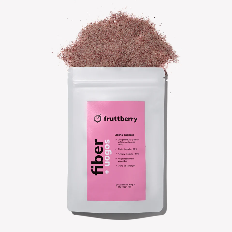 Maisto papildas fruttberry +fiber skaidulų mišinys su uogomis, 250 g