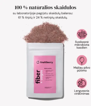 Maisto papildas fruttberry +fiber skaidulų mišinys su uogomis, 250 g