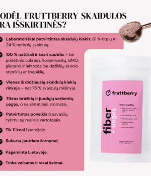 Maisto papildas fruttberry +fiber skaidulų mišinys su uogomis, 250 g