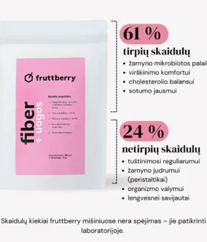 Maisto papildas fruttberry +fiber skaidulų mišinys su uogomis, 250 g