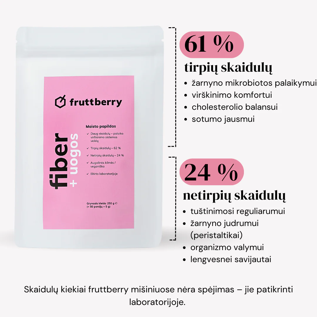 Maisto papildas fruttberry +fiber skaidulų mišinys su uogomis, 250 g
