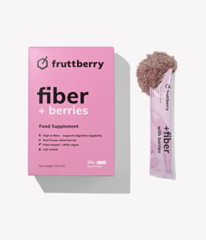 Maisto papildas fruttberry +fiber skaidulų mišinys su uogomis – 30 vnt porcijų