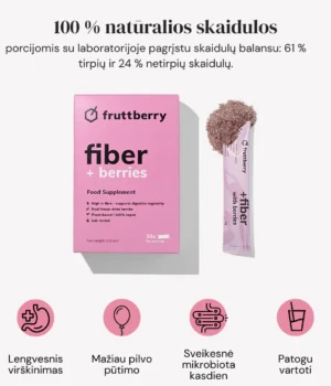 Maisto papildas fruttberry +fiber skaidulų mišinys su uogomis – 30 vnt porcijų
