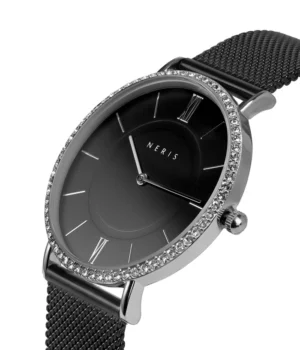 NERIS „AUDRA“ JUODAS, SIDABRINIS (SU SWAROVSKI KRISTALAIS)