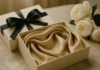 Luxury silk scarf in an elegant gift box on marble — the perfect gift for women