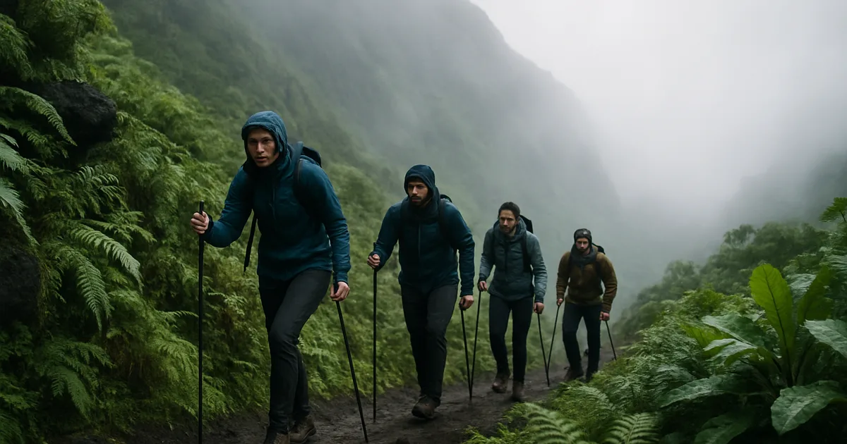 Group of trekkers ascending a volcanic mountain, showing why adventure experience gifts outperform physical gifts