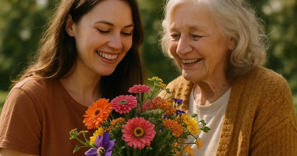 Floristė kruopščiai komponuoja spalvingą gėlių puokštę parduotuvėje – vaizduojamas apgalvotas požiūris į gėlių dovanojimą ir kompozicijos kokybė