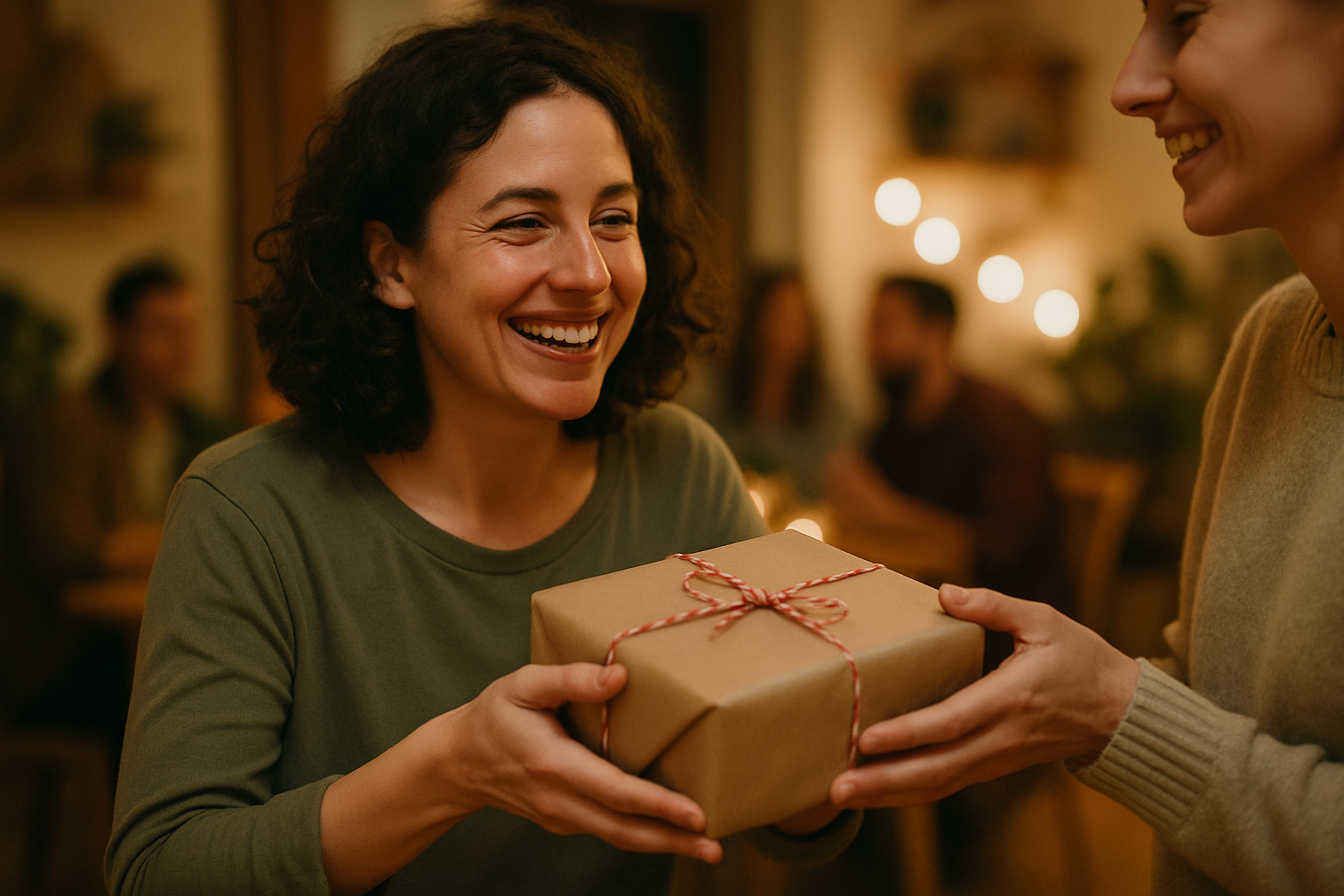 Žmogus maloniai priima dovaną susibūrime – svarbus momentas, kai kalbama apie dovanojimo etiketą