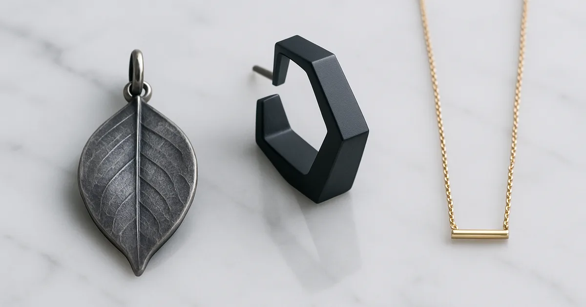 Three jewellery styles side by side representing naturalist, architect and minimalist personalities for gifting