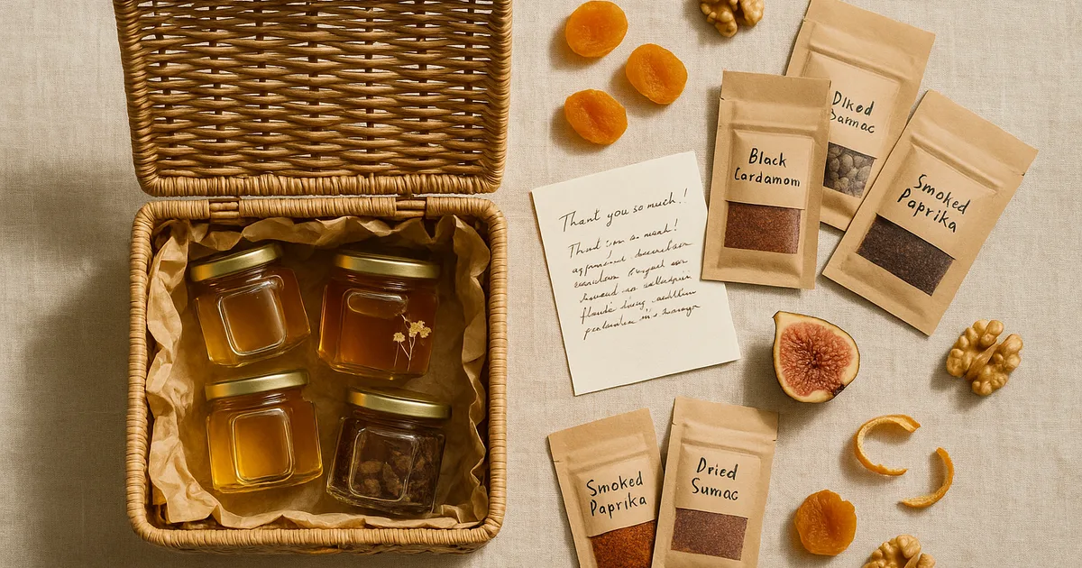 Curated food gift hamper with artisan products showing food as a meaningful and memorable gift