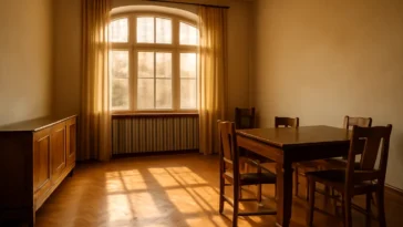 Tarpukario art deco interjeras su lietuviško dizaino baldais, puoštais liaudies motyvais, Kauno modernistiniame pastate