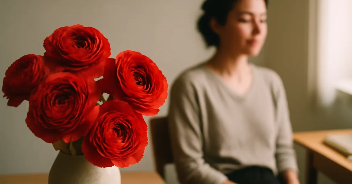 Žmogus praktikuoja trijų minučių gėlių stebėjimą — įrodymais pagrįstas būdas gerinti savijautą ir mažinti stresą