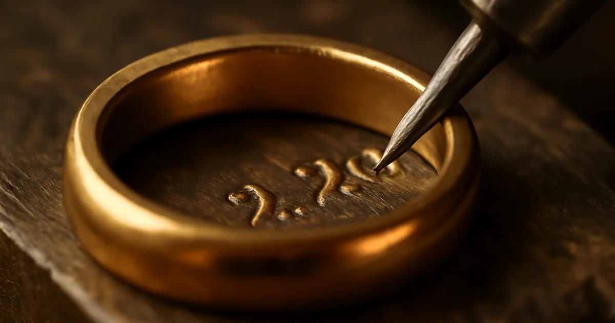 Graviruojamas auksinis jubiliejinis žiedas — personalizavimas suteikia ilgalaikę prasmę simboliniams papuošalų dovanams