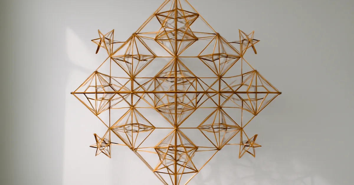 Lietuviški šiaudinukai – geometrinis sodas, kabantis kaip žvaigždė ant balto sienų fono