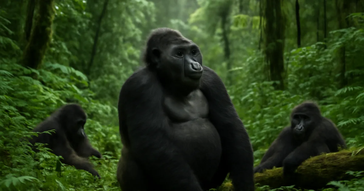 Kalnų gorilų šeima Ugandoje — gorilų trekkingas yra viena geriausių nuotykių dovanų