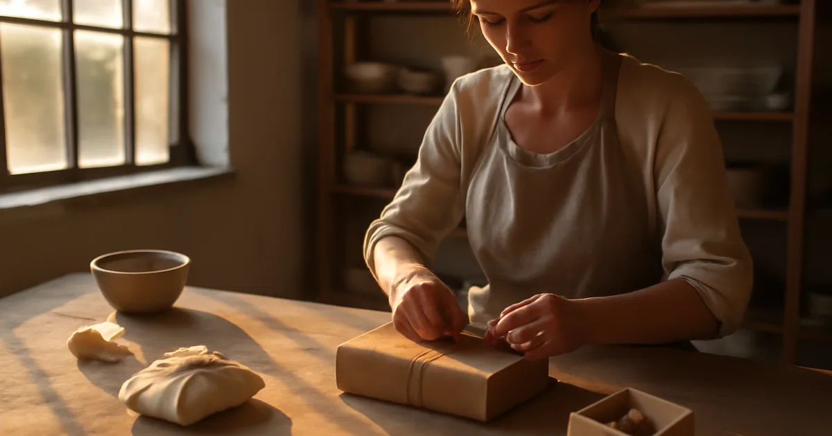 Vietinis dizainerius vynioja rankų darbo dovanas amatininkų studijoje — unikalios vietinių dizainerių dovanos ekspozicijoje