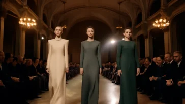 Fashion Waves Latvia runway show inside a grand Art Nouveau venue in Riga with Baltic-inspired couture gowns