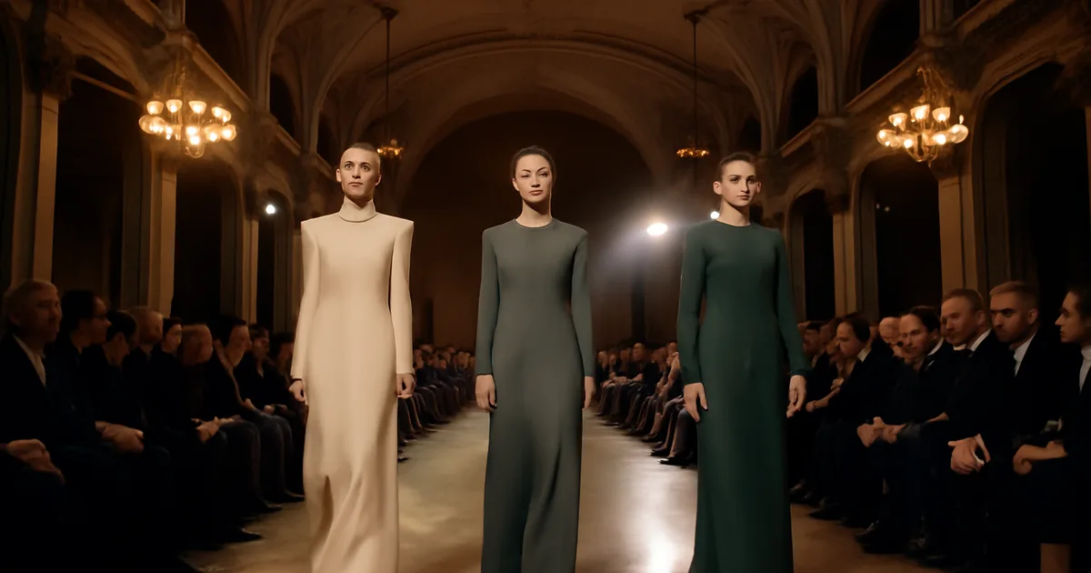 Fashion Waves Latvia runway show inside a grand Art Nouveau venue in Riga with Baltic-inspired couture gowns